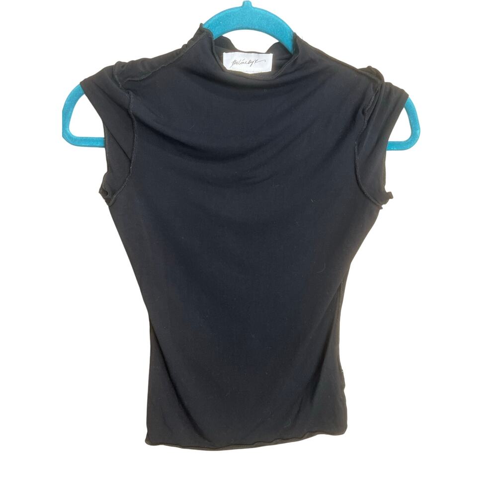 The Line By K Black Top Short Sleeve Y2K Retro Chic Sz S Cocktail Casual Modal